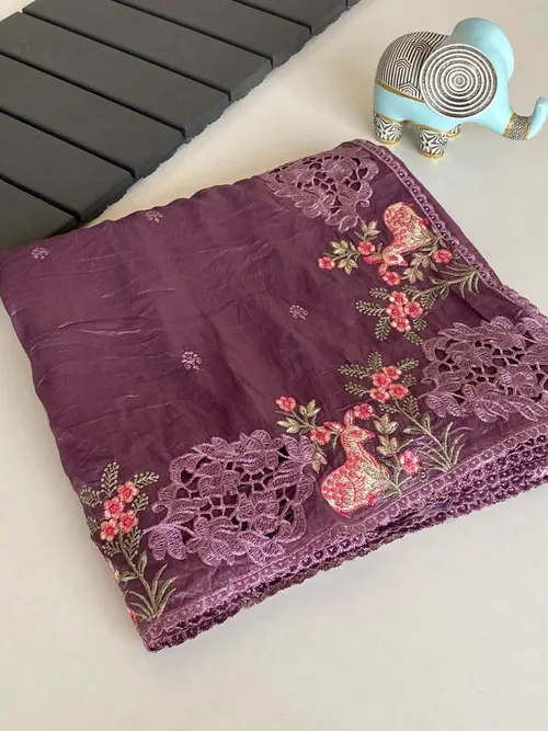  Luxury Crush Silk Saree for Women with Heavy Embroidery & Butti Blouse